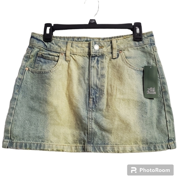 NWT Wild Fable Jean Denim Distressed Faded Mini Skirt 4 - Picture 1 of 7
